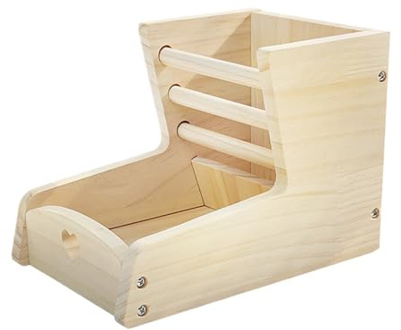Kaninchen Heuraufe - Futterspender Für Kleintiere | 2-in-1 Holz-Heuraufe Mit Doppelzone & Separatem Futterbereich Für Meerschweinchen, Chinchilla, Kaninchen Und Kleinnager
