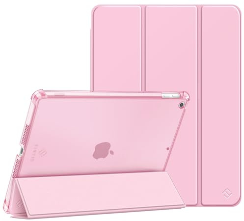 Fintie Hülle für iPad 9./8./7. Generation 10.2 Zoll (Modell 2021/2020/2019) | ultradünne leichte Schutzhülle mit Stifthalter, transparenter Rückseite Case Cover, Auto Schlaf/Wach Funktion, Rosa
