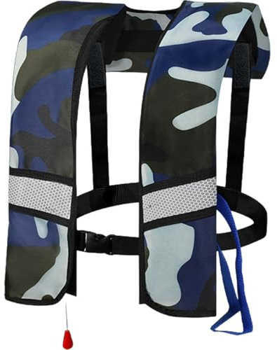 Rettungswesten, automatisch aufblasbare Schwimmweste aus Nylon mit verstellbarer Schnalle, mit reflektierenden Streifen und Pfeife, tragbare Wassersport-Rettungsweste für Erwachsene, Kinder (ohne