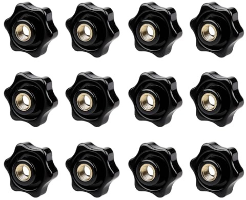 12 PCS Ecrou à PoignéE En éToile M10 DiamèTre ExtéRieur 38mm, Plastique et Laiton Antirouille pour Machines, Meubles, Appareils de Fitness et Outils