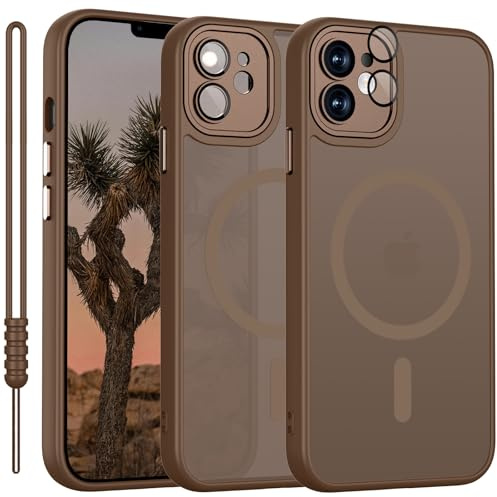YUANDMI für iPhone 11 Hülle kompatibel mit MagSafe Dunkel Braun | Handyhülle für iPhone 11 Magnetisch Matte Touch Kameraschutz, rutschfest Kratzfest Schutz Stoßfest