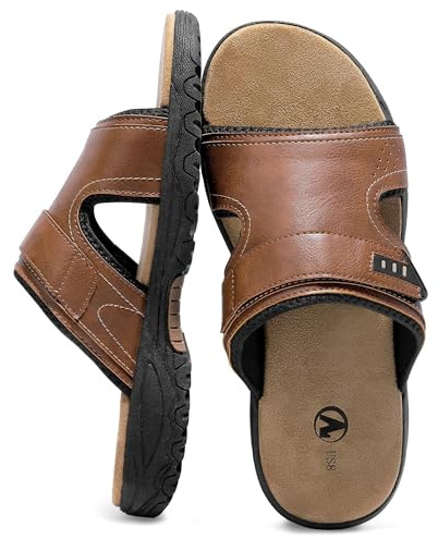 MIXIN Mens Sandals Casual Slip On Beach Sandals with Adjustable Strap for Summer Size UK8