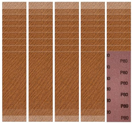 GEOGIEEW 25 Pièces Bande Abrasive en Filet 80x230mm, Auto-Agrippante P80, Ponçage Sans Poussière pour Cale à Poncer & Ponceuse Girafe, Carrosserie Bois Métal Peinture