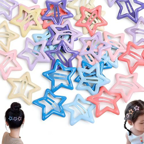 GHPKOTW Forcine, Mollette Metalliche per Ragazze, Mollette a Stella Antiscivolo, per Matrimonio, Ballo di Fine Anno, Festa (Colorato / 20 pezzi)