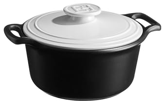 Emile Henry Casseruola rotonda Sublime+ 3 L - Ceramica ad alte prestazioni per tutti i fuochi, tra cui induzione, cottura omogenea e cottura lenta, colore gesso, made in France