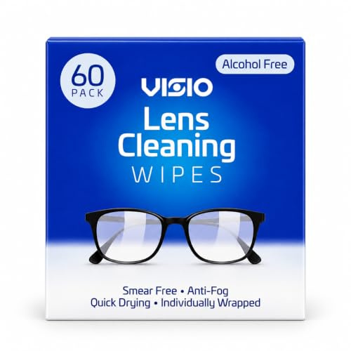 Lens Cleaning Wipes 60 Pack Alcohol Free Smear Free Anti Fog Wipes for Glasses Screens Cameras Individually Wrapped
