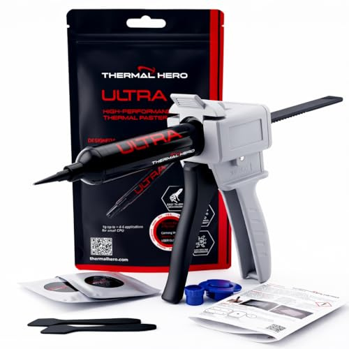 THERMAL HERO Pasta térmica ultra 25 g con pistola dosificadora – Pasta térmica de alto rendimiento para CPU, GPU, juegos y servicio