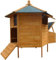 Melko - Hühnerstall braun Winterfest 131x125 cm 6-Eck aus Massivholz - Hühnerhaus Pavillon mit wetterfester Teerpappe - Hühnervoliere inkl. Rampe, Sitzstangen & Nestbox - Für 5-8 Hühner & Kleintiere