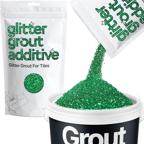 Hemway Emerald Green Glitter Grout Additive 100g Metallic Flakes for Adding Sparkle to Kitchen & Bathroom Tiles | Enhance Your Indoor Grouting Projects with a Durable Sparkly Effect