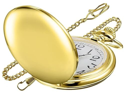 Tiong Vintage Smooth Quartz Pocket Watch Classic Fob Watch with Short Chain for Men Women on Birthday Anniversary Day Christmas Fathers Day