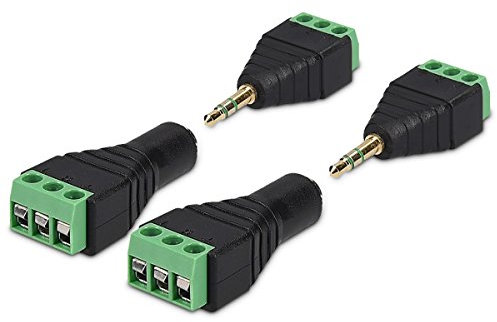 kwmobile 2X 3,5 mm Klinkenstecker Adapter - Klinke auf 3-Pin Audio Kabel Terminal Block Set - Terminalblock 3.5 mm Klinke 3-polig - Schraubbefestigung