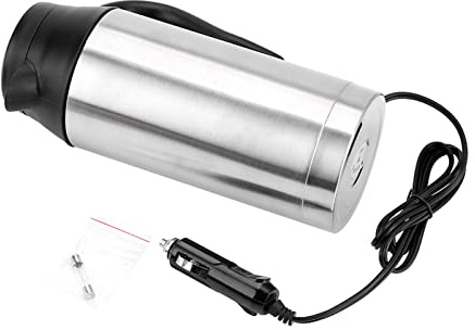 Travel Car Kettle 24V Heater Bottle Pot for Camping Boat Lorry Truck Cigarette Lighter Heating Kettle Electric Mug 750ml Stainless Steel Drinking Cup