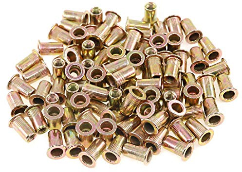 Keadic 150 Stk Nietmuttern Sortiment, Einnietmuttern Set, M4 Runde Flachkopf Gewinde Rivet Nutsert Cap Muttern, Zugnietmutter Blindnietmuttern für Metallplatten, Rohre Usw