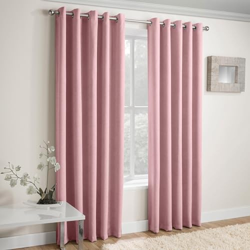 Enhanced Living Vogue Blush Pink 66 x 90 inch (168x229cm) Eyelet Thermal Noise Reducing Dim Out Curtains for Bedroom and Living Room, thermal efficient, room darkening, energy saving