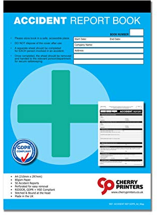 Cherry Printers GDPR Accident Report Book A4 50 Pages Pack of 10