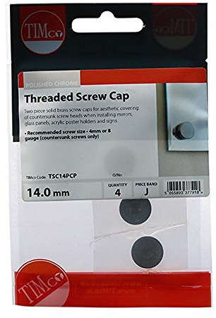 TIMco Schraubkappen mit Gewinde 14 mm – massives Messing – poliertes Chrom – (Beutel 4) – TSC14PCP