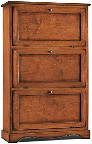 Mar.c.a. Design - Zapatero de madera maciza de álamo y MDF, mueble vertical con puertas abatibles, estilo arte pobre, fabricado en Italia