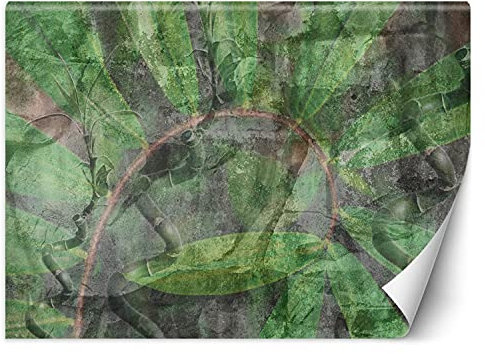 Feeby Fotomurales Exótico Tropas Botánico 250x175 cm Verde Incluyendo Pegamento Papel Pintado Tejido No Tejido Decoración De Pared Salon Oficina Dormitorio Hojas En El Hormigón Abstracto