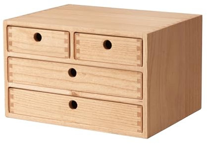 KIRIGEN Scatole di legno con cassetti per documenti piatti, con scomparti per archivio, montaggio senza ferramenta 3 livelli/4 cassetti colore naturale