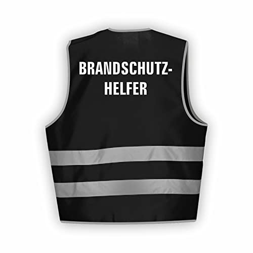 Fassbender-Druck WARNWESTEN - Sicherheitsweste SCHWARZ Warnweste nach EN ISO 20471 zertifiziert - Warn Weste für BRANDSCHUTZHELFER - mit hochwertigem Reflektorstreifen (SCHWARZ I XL/XXL I 3er Set)