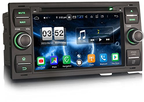 Erisin 7 Pollici 8-Core 4GB RAM+64GB ROM Android 11 Autoradio Bluetooth GPS Navi per Ford Focus Kuga Transit Galaxy C-Max S-Max Lettore CD CarPlay Android Auto DSP WiFi DAB+ OBD2 FM DVB-T2 RDS 4G USB