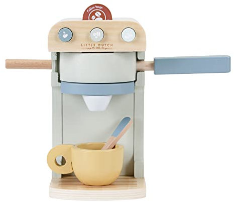 Little Dutch 7081 FSC Holz Kaffeemaschine inkl. Zubehör Mint