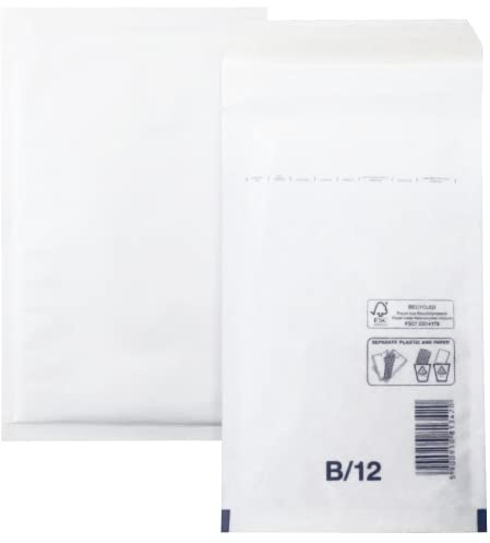Netuno 10 Stück Luftpolster Versandtasche Weiß B/12 (140x 225 mm) Luftpolstertasche Luftpolsterumschlag Polsterumschlag Briefumschlag gepolstert Recycling reißfest Versandtasche mit Luftfolie