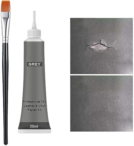 Juego de Reparación de Cuero,Restaurador de Relleno de Cuero,Gel de Reparación de Cuero,Reparador Cuero con Accesorios,para Sofás,Asientos de Automóviles,Reparación de Arañazos,Gris