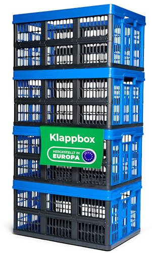 Novaliv Klappbox 45l Blau 4er Set - Faltbare Korbbox mit praktischen Tragegriffen - Vielseitige Aufbewahrungsbox