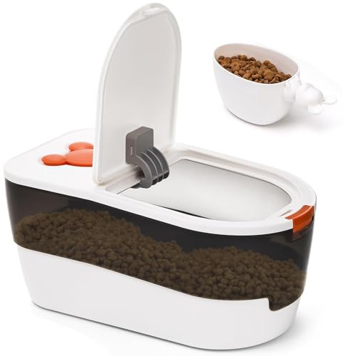 ZEAYEA Dog Foods Storage Container, 7 Lbs Airtight Pet Cat Food Storage Bins with Scoop, Cute Plastic Cereal Rice Container for Keeping Dry Food