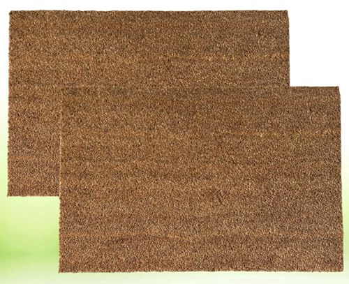 4All Door Mat 40x60cm – Natural Coco Coir Door Mats with Non-Slip Latex Back – Heavy Duty Door Mats Outdoor for Mud, Dirt & Moisture Control in Entryway, Garage, Garden or Patio (Pack of 2)