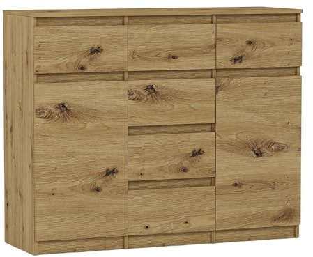 Framire Highboard Artisan Eiche 120x40x98 cm – Sideboard mit Schubladen, Schränken & offenen Regalen, modernes Schrankmöbel für Wohnzimmer, Esszimmer & Schlafzimmer, Modern S-62D