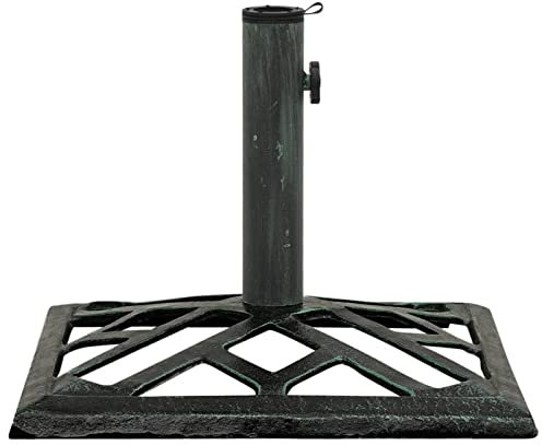 Iiaky Socle de Parasol Vert 44x44x31 cm Fonte,Pied De Parasol,Pied De Parasol Lourd,Pied De Parasol sur roulettes