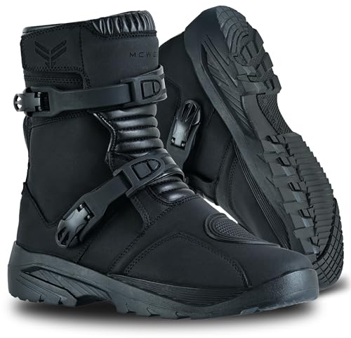 MCW Gear Adventure Boots Low CE-godkända, vattentåliga, flexibla och hållbara motorcykelstövlar, Svart, 42.5 EU Smal