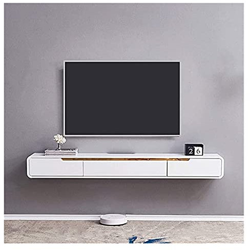 KAZUP Uvency TV-Schrank, schwebender TV-Ständer, an der Wand montierte Medienkonsole, TV-Regal, Spielekonsole, Router, DVD-Regale, Regal für Entertainment-Center, Medienrack-Schrank mit Stauraum/A