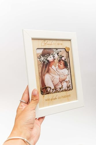 Holzbild Patentante mit Bilderrahmen/Glück ist, eine Patentante wie dich zu haben/Geburtstagsgeschenk/Weihnachtsgeschenk