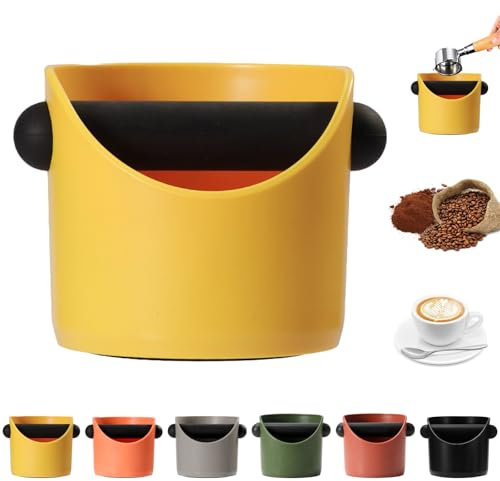 MORAINJAY Coffee Knock Box,Small Espresso Knock Box,Yellow Coffee Grounds Container Knock Box,with Shock-Absorbent Removable Knock Bar and Non-Slip Base,Grind Barista Accessories