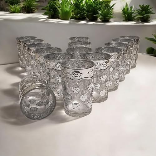 MIELIMON Lot de 12 verres à thé marocains en verre pour thé 150 ml Vert