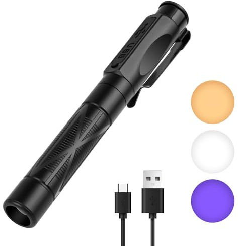 Flintronic Rechargeable LED Pen Torch with Pupil Gauge and Clip, 3 Light Modes, Medical Pen Light