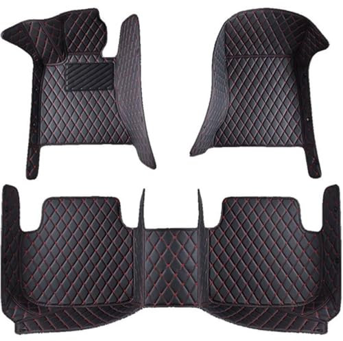 ZXAJDWNU Auto Fußmatten Für Seat Cupra Bron 2021 2022, Nach Maß VollstäNdige Abdeckung Leder Auto Teppich Antirutsch Vorne und Hinten Set Schutz Innen Zubehör,C/Black-Red