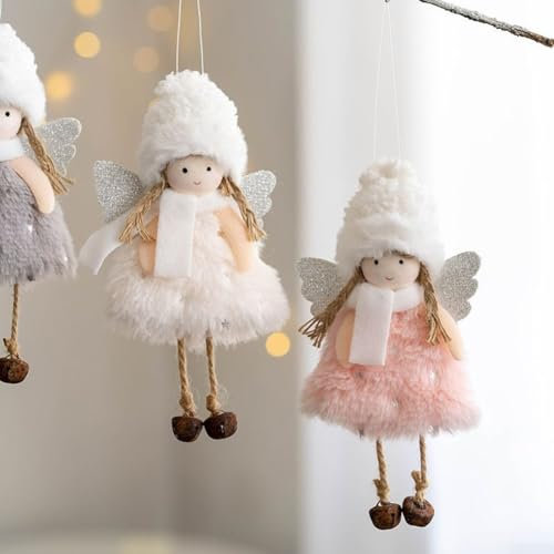 Plüsch-Weihnachtsengel Puppe für Baum und Heimdekoration während der Feiertage (grau)