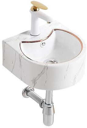 Keramik Eck Waschbecken,Oval Eckig Keramikwaschbecken, Waschbecken Ecke Dünner Rand,Wandmontiertes Schiffswaschbecken,Eckwaschbecken Mit Überlauf,Eck-Sockelwaschbecken(White gray)