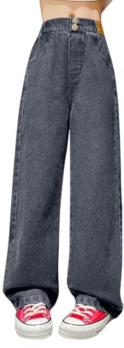 Toller Mädchen Hohe Elastische Taille Flare Schlankheitshose Lässige Lange Hose mit weitem Bein Jeanshose S Hose Mädchen