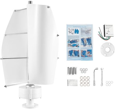 100W Windkraftanlage 24V Spiral Design Windgenerator, Windturbine Generator mit 2 Blättern, 13m/s windrad Stromerzeugung, Wind Turbine Generator für Stromergänzung Weiß