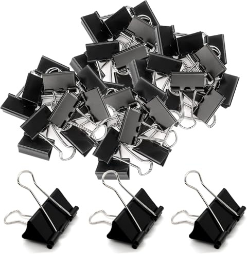 36pcs Bulldog Clips 32mm Paper Clip Binder Clips (Black, 32mm)