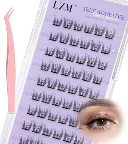 LZM Selbstklebende Wimpern C Curl 8-11mm Selbstklebende Wimpern Extensions Set Mit Pinzette Ohne Kleber Lash Extension Set (QZD09)