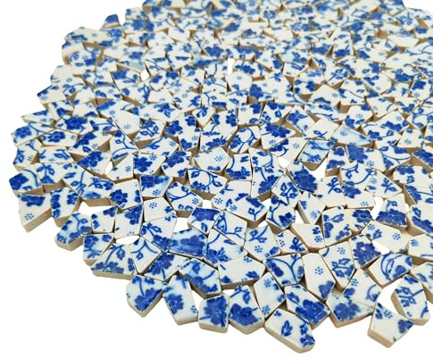 Kleine Keramik-Mosaikfliesen aus Porzellan und Weiß, 500 g, unregelmäßige zerbrochene Mosaikfliesen, 1-2 cm, für Bastelarbeiten, Boden, Küche, Pool, Blumentöpfe, Heimdekoration und