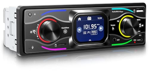 Rimoody Autoradio 1 DIN Bluetooth, écran TFT 2,17 Pouces, Radio FM, Bluetooth, Mains Libres, égaliseur, USB/AUX/Disque U/Carte TF, Charge Rapide de Type C, Affichage de l'horloge, SWC