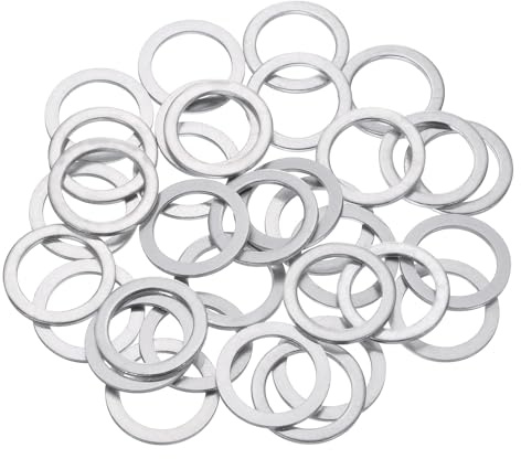 sourcing map 50 arandelas planas de aluminio, juntas redondas de 16 x 22 x 1,5 mm, espaciadores planos para tornillos, pernos, accesorios de reparación de maquinaria, construcción al aire libre, tono