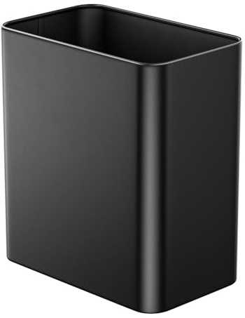 Veelesa Small Bathroom Trash Can 2.4 Gallon Wastebasket, Slim Metal Garbage Can Matte Black Stainless Steel Trash Bin for Bedroom,Office,Kitchen,Toilet, rv, Near Desk, Under Sink